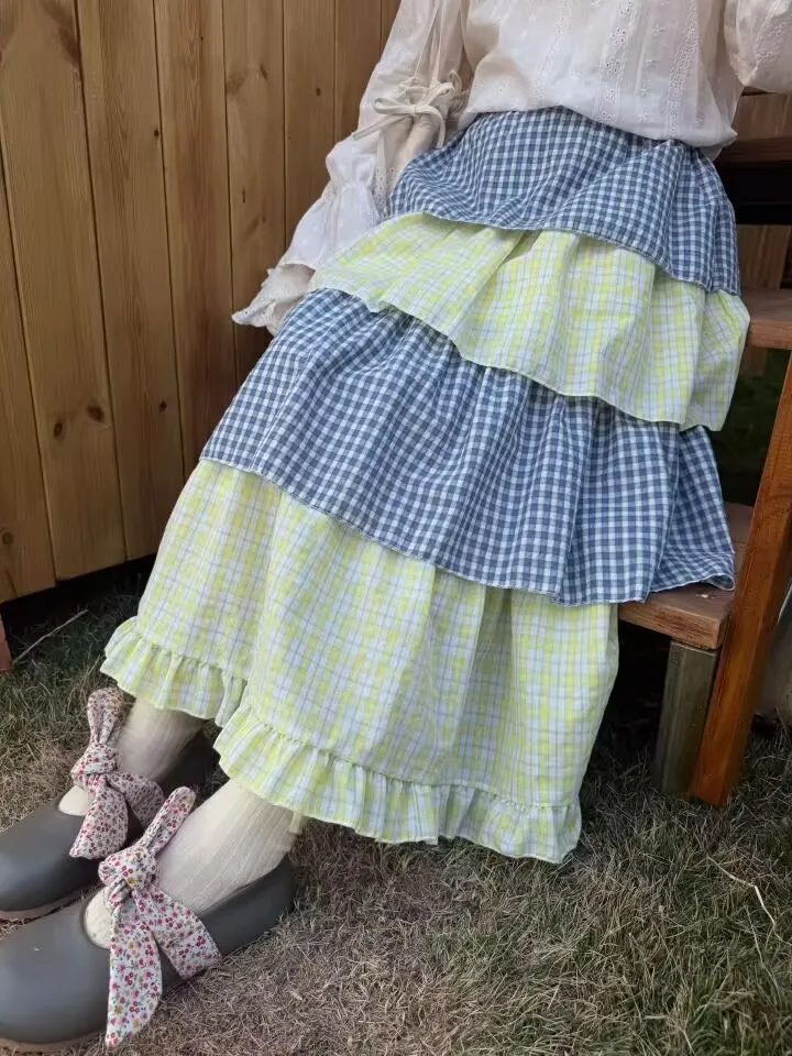 Юбка-макси в стиле Sweet Lolita с рюшами, японская длинная юбка в стиле Mori Girl, женская желтая клетчатая хлопковая юбка с лоскутным узором
Юбка-макси в стиле Sweet Lolita с рюшами, японская длинная юбка в стиле Mori Girl, женская желтая клетчатая хлопковая юбка с лоскутным узором