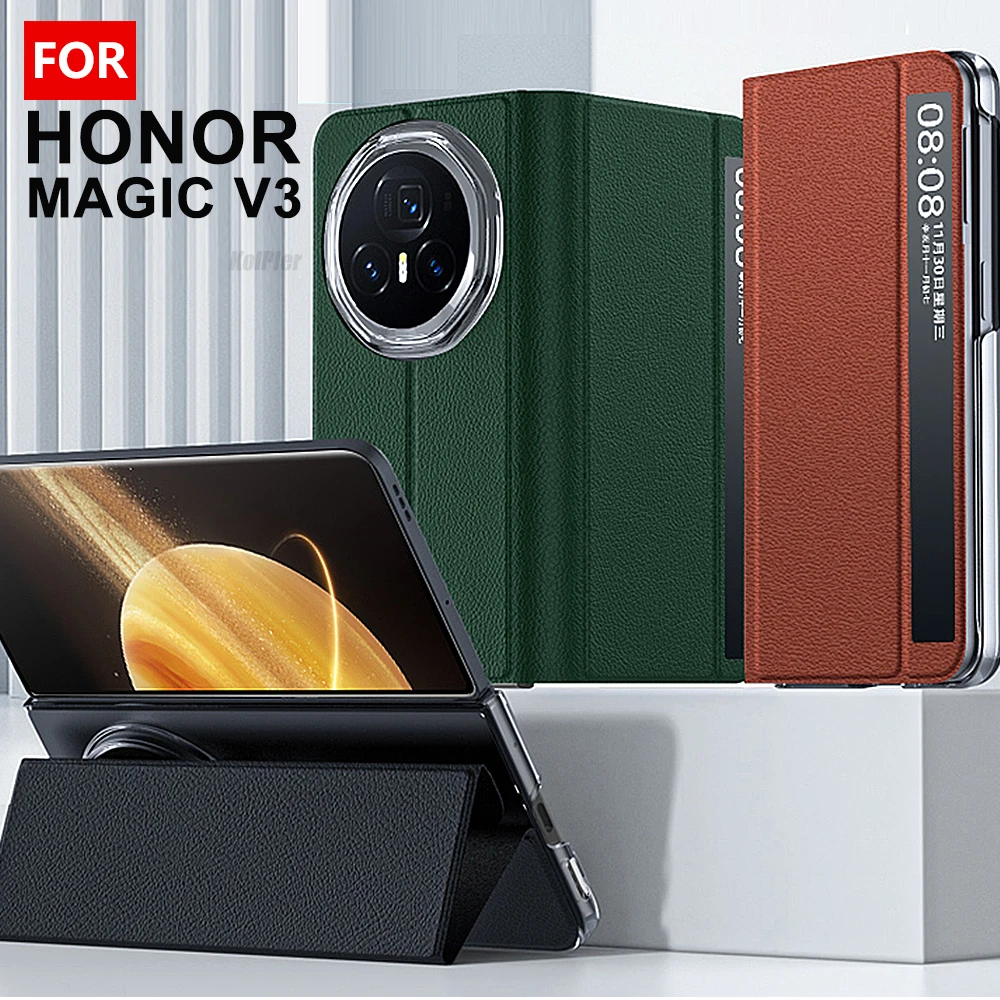 Genuine Leather Flip Cover For Honor Magic V3 Original Magnet Smart Touch View Wake Sleep Up Protection Stand Case for MagicV3
Genuine Leather Flip Cover For Honor Magic V3 Original Magnet Smart Touch View Wake Sleep Up Protection Stand Case for MagicV3