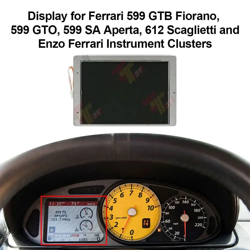 Display for Ferrari 599 GTB Fiorano, 599 GTO, 599 SA Aperta Instrument Clusters Dashboard LCD Screen
Display for Ferrari 599 GTB Fiorano, 599 GTO, 599 SA Aperta Instrument Clusters Dashboard LCD Screen