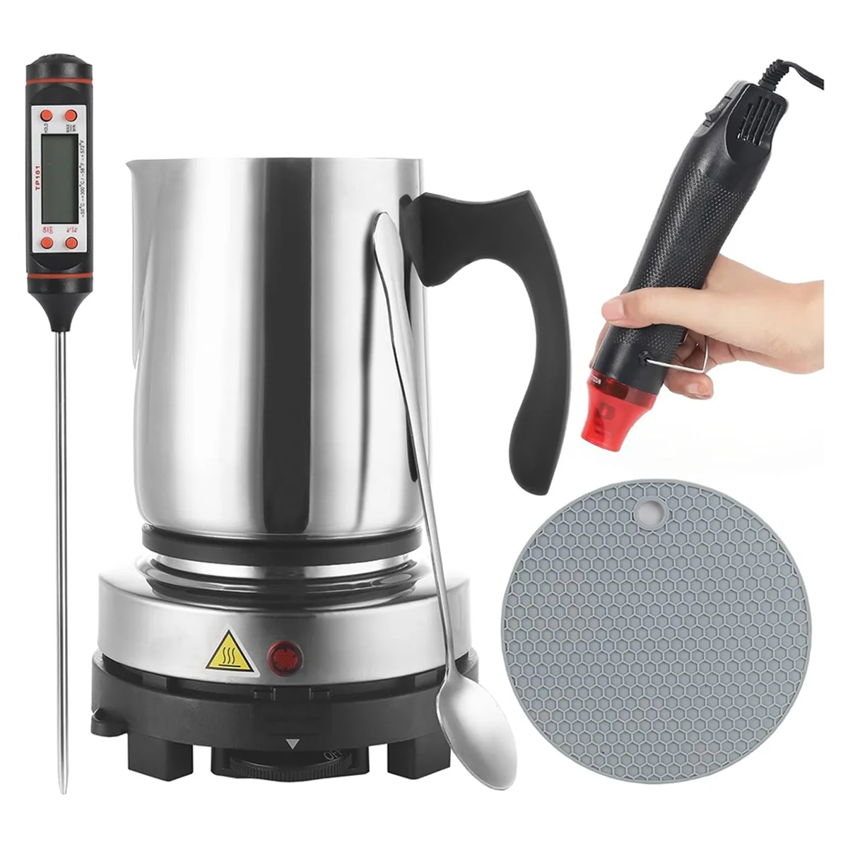 Candle Making Kit Supplies,For Beginners,900Ml Pouring Pot Pitcher,HeatGun,Thermometer,Candle Making Accessories EU Plug
Candle Making Kit Supplies,For Beginners,900Ml Pouring Pot Pitcher,HeatGun,Thermometer,Candle Making Accessories EU Plug