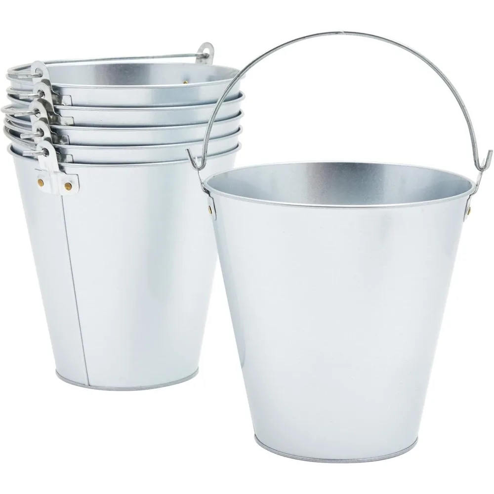 6 Pack 100 Ounce Silver Galvanized Metal Buckets with Handles for Ice and Beverage Storage
6 Pack 100 Ounce Silver Galvanized Metal Buckets with Handles for Ice and Beverage Storage