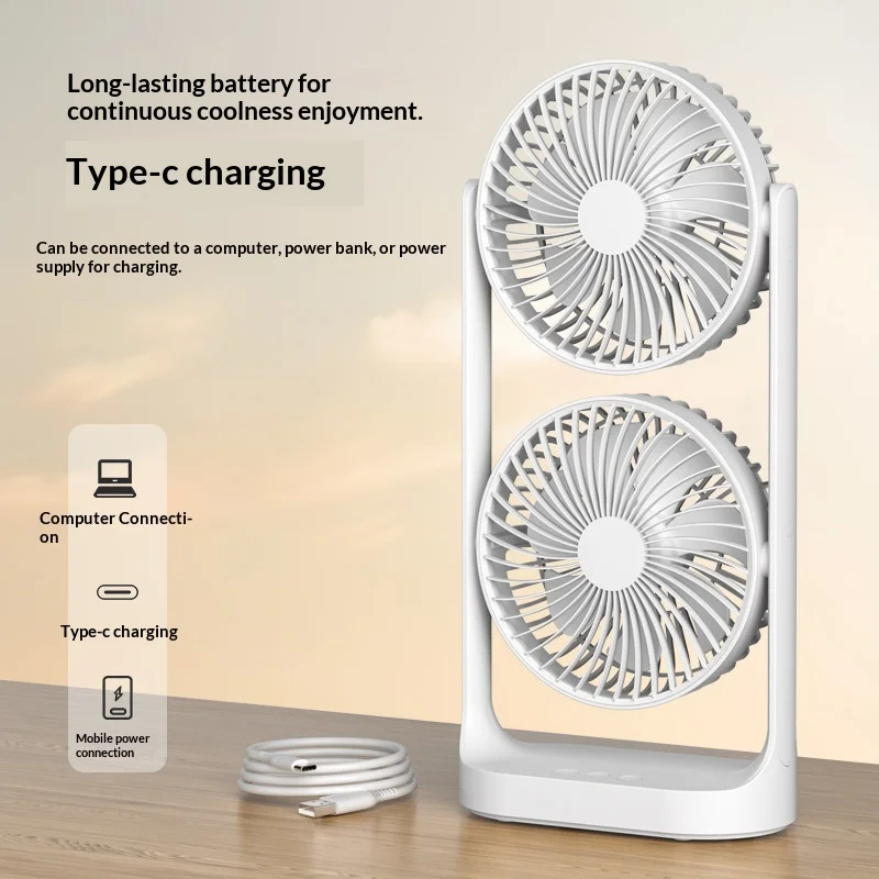 HOMEFISH Double head desktop fan, high wind power air circulation fan, creative double-layer fan for office and dormitory
HOMEFISH Double head desktop fan, high wind power air circulation fan, creative double-layer fan for office and dormitory
