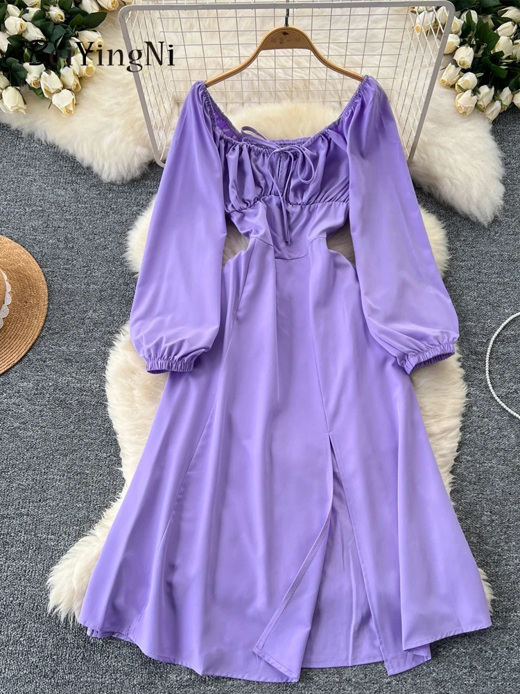 Beiyingni 2024 Spring Autumn Korean Chic Long A-line Dress Women Solid Color High Waist Split Dresses Ladies Lace-up Vestidos
Beiyingni 2024 Spring Autumn Korean Chic Long A-line Dress Women Solid Color High Waist Split Dresses Ladies Lace-up Vestidos