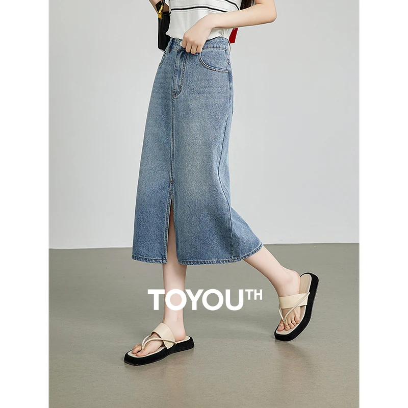 TOYOUTH Women Split Denim Skirt 2024 Summer New Mid Length Slimming A-Line Skirt
TOYOUTH Women Split Denim Skirt 2024 Summer New Mid Length Slimming A-Line Skirt