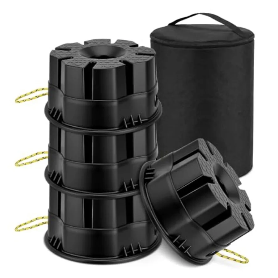 4 PCS Trailer Jack Block, 6''H RV Leveling Blocks with Bag for Travel Trailer, Camper Stabilizer Blocks Suit for Any Tongue Jac
4 PCS Trailer Jack Block, 6''H RV Leveling Blocks with Bag for Travel Trailer, Camper Stabilizer Blocks Suit for Any Tongue Jac