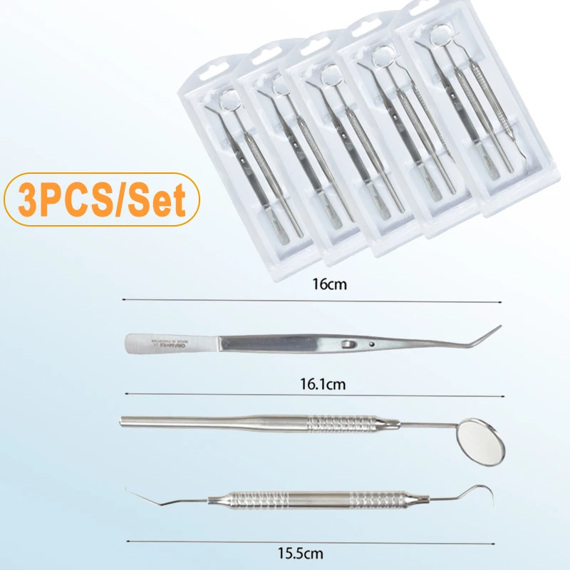 5Kit Dental Mirror Cleaning Kit Mouth Mirror Probe Hook Pick Tweezer Stainless Steel Dentist Teeth Plaque Cleaning Tools
5Kit Dental Mirror Cleaning Kit Mouth Mirror Probe Hook Pick Tweezer Stainless Steel Dentist Teeth Plaque Cleaning Tools