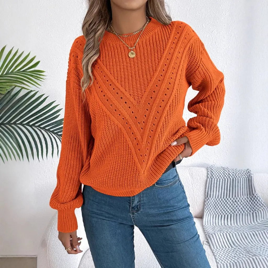 Women's Solid Color V-Neck Pullover Sweater Autumn Winter Leisure Style Long Lantern Sleeve Independent Station European
Women's Solid Color V-Neck Pullover Sweater Autumn Winter Leisure Style Long Lantern Sleeve Independent Station European