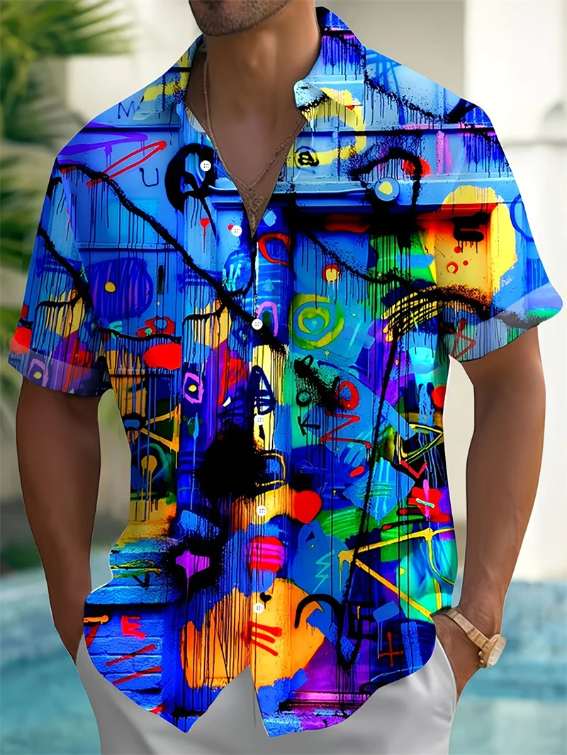 Men's Shirt 3D Print abstract Graffiti Art Short Sleeves Lapel Button-Up Shirts Fashion Personality Streetwear Colorful Tops
Men's Shirt 3D Print abstract Graffiti Art Short Sleeves Lapel Button-Up Shirts Fashion Personality Streetwear Colorful Tops
