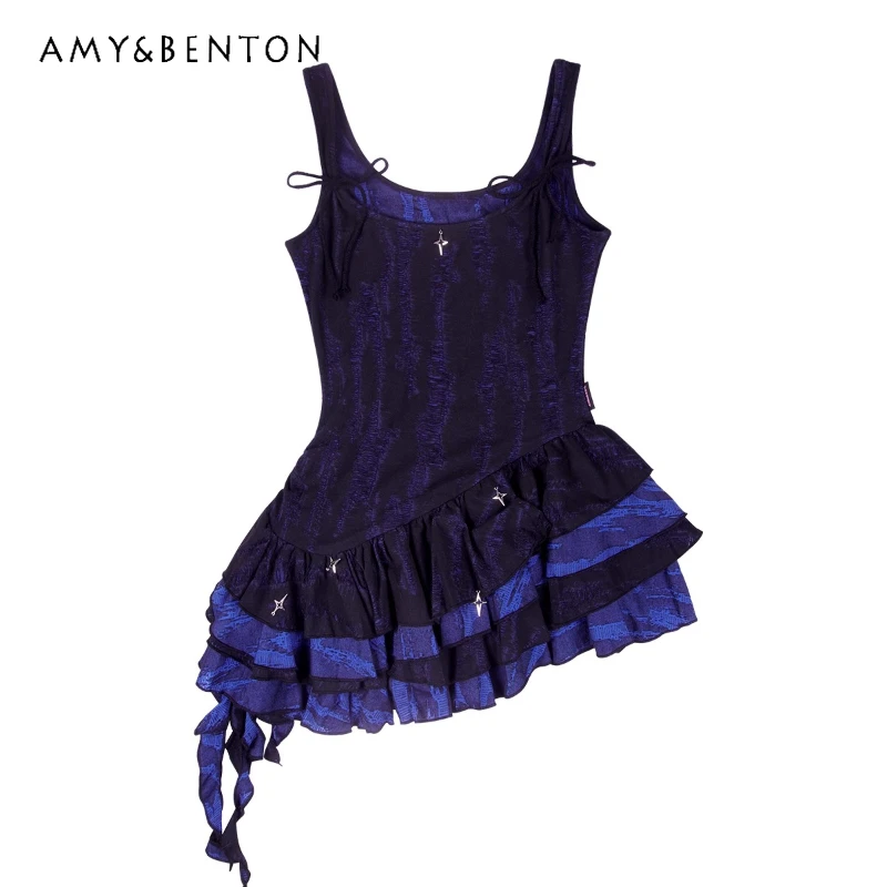 Retro Design Blue Black Sleeveless Heavy Industry Craft Irregular Women's Dress 2025 New Sweet Cool Sexy Hot Girl Dresses Ladies
Retro Design Blue Black Sleeveless Heavy Industry Craft Irregular Women's Dress 2025 New Sweet Cool Sexy Hot Girl Dresses Ladies