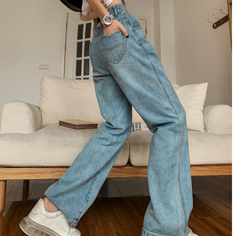 Female Summer New Y2k Baggy Wide Leg Jeans Fashion Light Blue Love Pocket Loose Casual Straight Light Thin Hole Denim Trousers
Female Summer New Y2k Baggy Wide Leg Jeans Fashion Light Blue Love Pocket Loose Casual Straight Light Thin Hole Denim Trousers