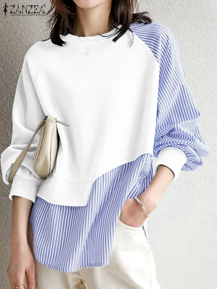 ZANZEA Fake Two-Pieces Sweatshirts Women Trendy Long Sleeve O Neck Hoodies Casual Irregular Striped Patchwork Tops 2025 Spring
ZANZEA Fake Two-Pieces Sweatshirts Women Trendy Long Sleeve O Neck Hoodies Casual Irregular Striped Patchwork Tops 2025 Spring