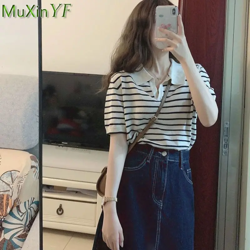 2022 New Summer Women's Stripe T Shirt Long Denim Skirts Lady Casual Fashion Two Piece Dress Set Student Streetwear Outfits
2022 New Summer Women's Stripe T Shirt Long Denim Skirts Lady Casual Fashion Two Piece Dress Set Student Streetwear Outfits
