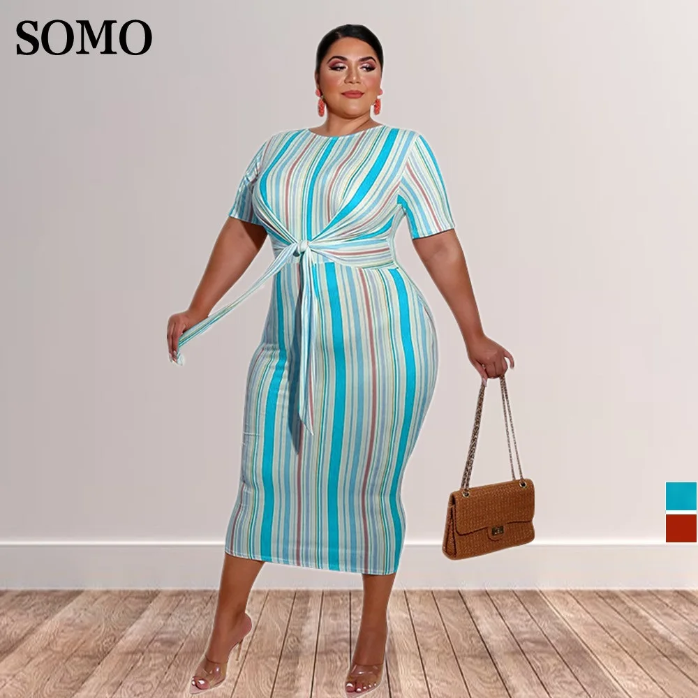 Fashion Summer Lady One Piece Bandage Lace Up Plus Size Elegant Stripe Long Dresses for Women Wholesale Dropshipping
Fashion Summer Lady One Piece Bandage Lace Up Plus Size Elegant Stripe Long Dresses for Women Wholesale Dropshipping