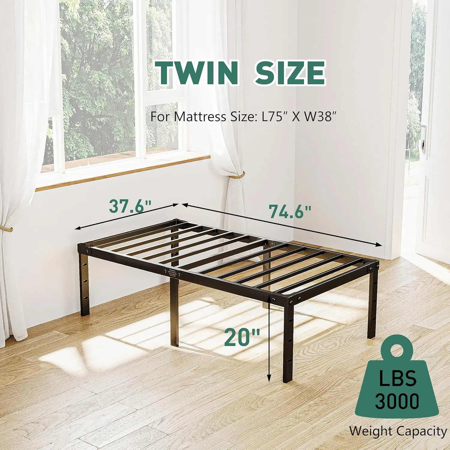 20 H Twin Size Tall Bed Frame, Heavy Duty Metal Twin Platform Bed Frames With 18 H Large Storage Space, Easy Assembly, Noise
20 H Twin Size Tall Bed Frame, Heavy Duty Metal Twin Platform Bed Frames With 18 H Large Storage Space, Easy Assembly, Noise
