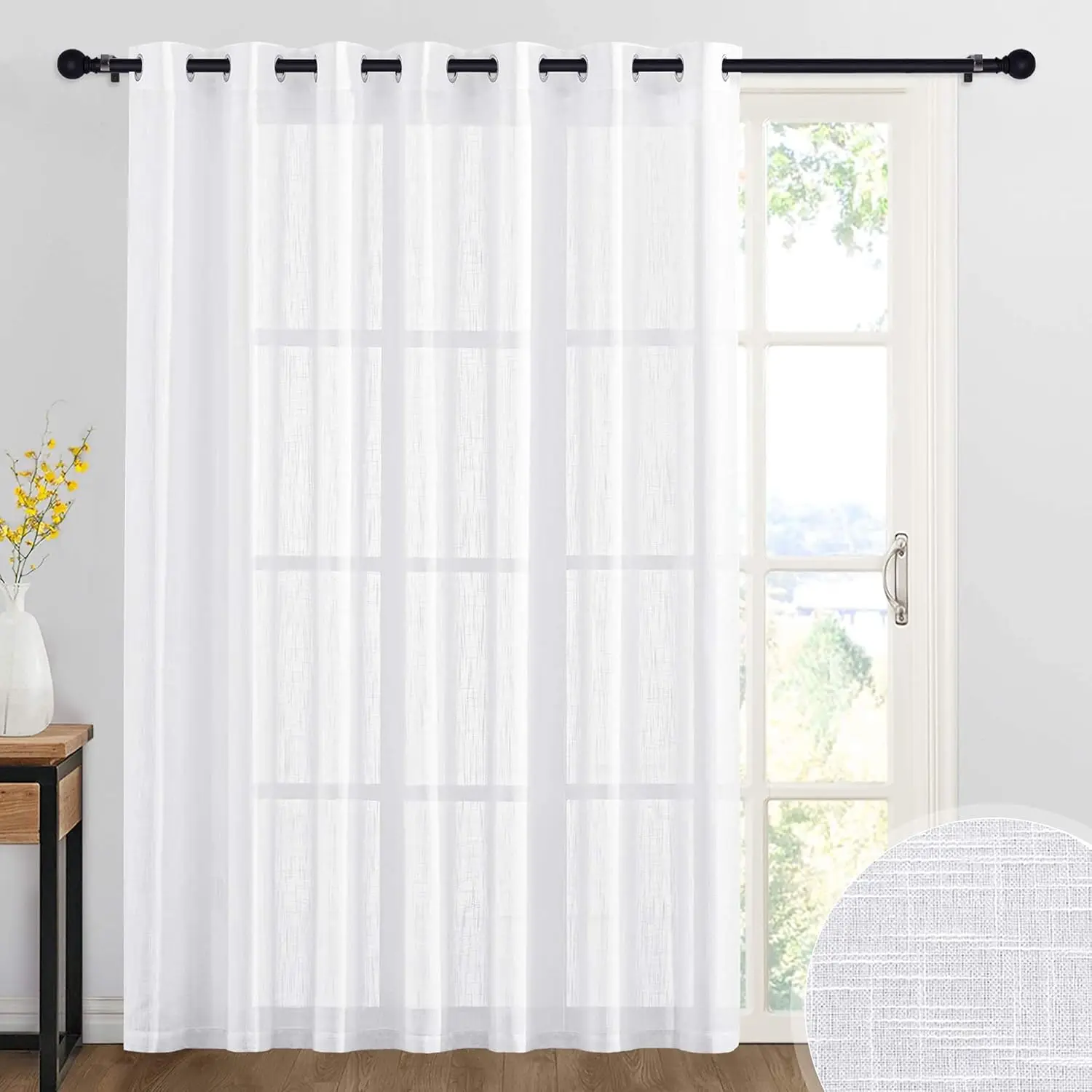 Sliding Door Sheer Curtains with Linen Texture, Light Filtering Room Divider for Living Room Patio, 100x84 Inches, 1 Panel
Sliding Door Sheer Curtains with Linen Texture, Light Filtering Room Divider for Living Room Patio, 100x84 Inches, 1 Panel
