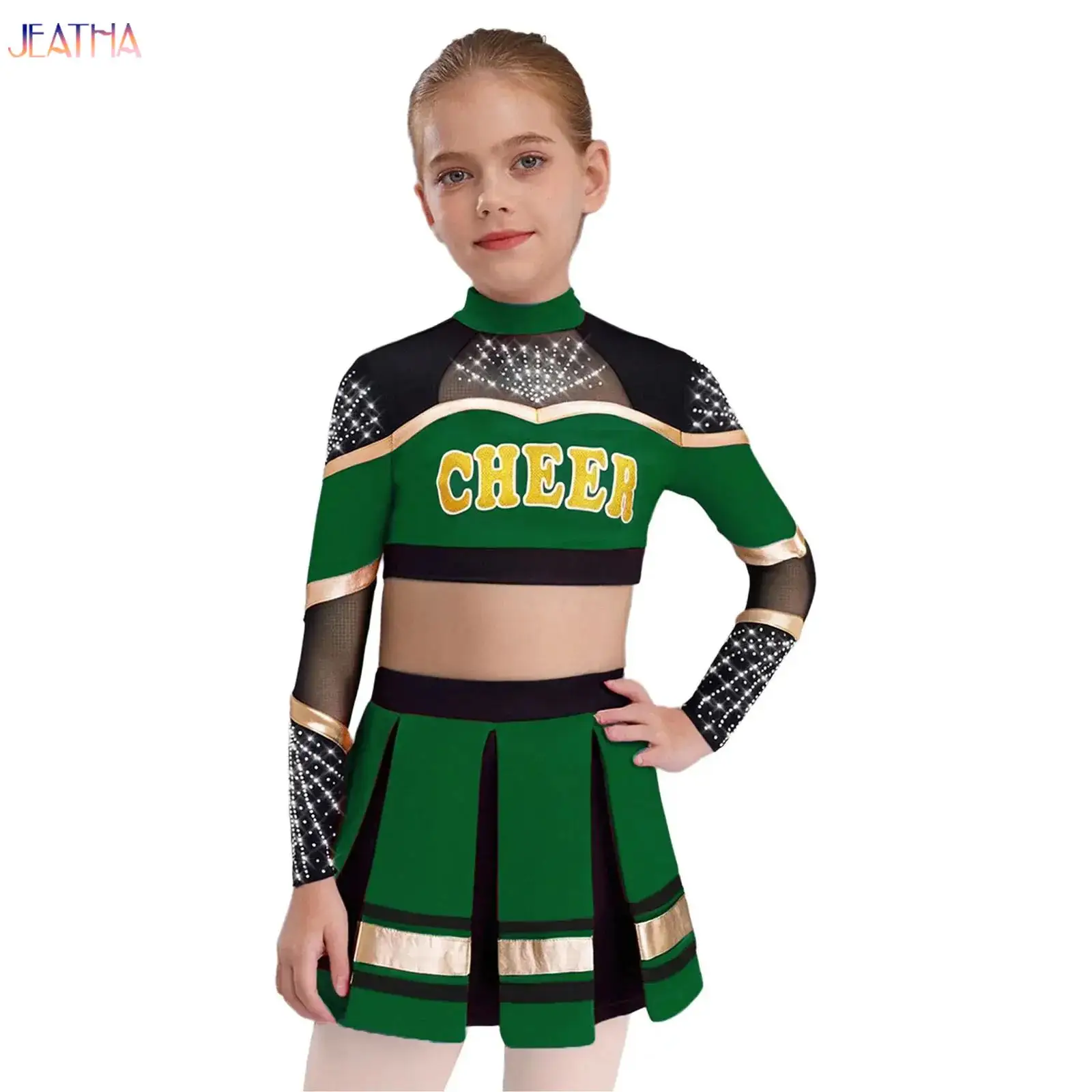 Big Girls Cheerleader Costume Long Sleeve Cheerleading Uniform Children Cheer Dance Dress Top And Skirt Set Stage Dancewear Suit
Big Girls Cheerleader Costume Long Sleeve Cheerleading Uniform Children Cheer Dance Dress Top And Skirt Set Stage Dancewear Suit
