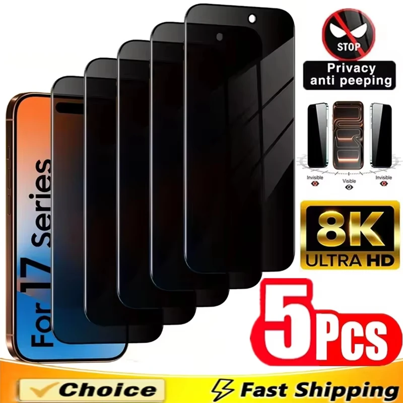 1-5Pcs Privacy Screen Protector For iPhone 17 Pro Max Anti-Spy Tempered Glass for iPhone Air 17/17Air/17Pro/17ProMax Glass Film
1-5Pcs Privacy Screen Protector For iPhone 17 Pro Max Anti-Spy Tempered Glass for iPhone Air 17/17Air/17Pro/17ProMax Glass Film