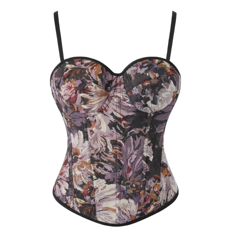 Модный женский фиолетовый корсет с цветочным принтом, майка с бюстгальтером, сексуальный жилет-бюстье, готический корсет для талии, нижнее белье
Модный женский фиолетовый корсет с цветочным принтом, майка с бюстгальтером, сексуальный жилет-бюстье, готический корсет для талии, нижнее белье