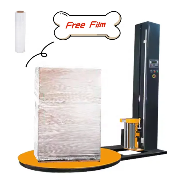 High Quality Automatic Turntable Pallet Stretch Film Wrapping Machine for Food Beverage Touch Screen Operated Paper Glass