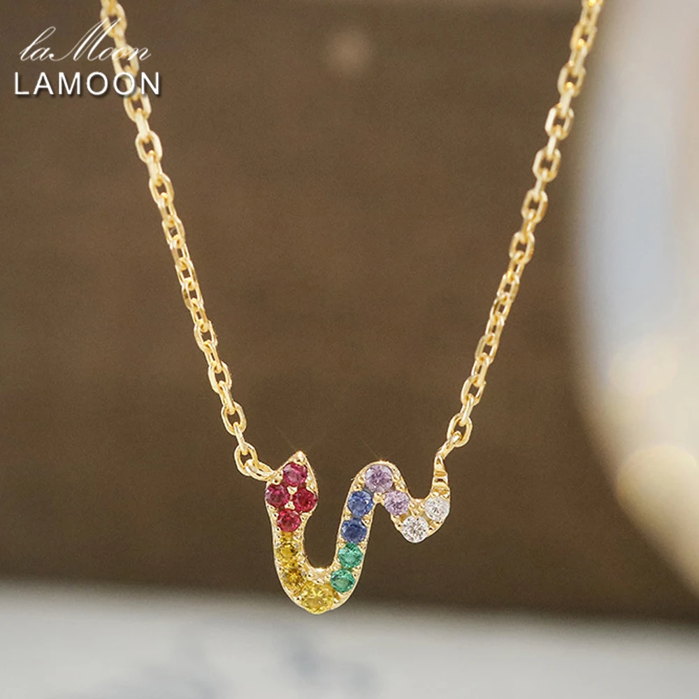 LAMOON 925 Sterling Silver Snake Pendant Necklace For Women Light Luxury Colorful Zircon Gold Plated Choker Fine Jewelry Gifts
LAMOON 925 Sterling Silver Snake Pendant Necklace For Women Light Luxury Colorful Zircon Gold Plated Choker Fine Jewelry Gifts