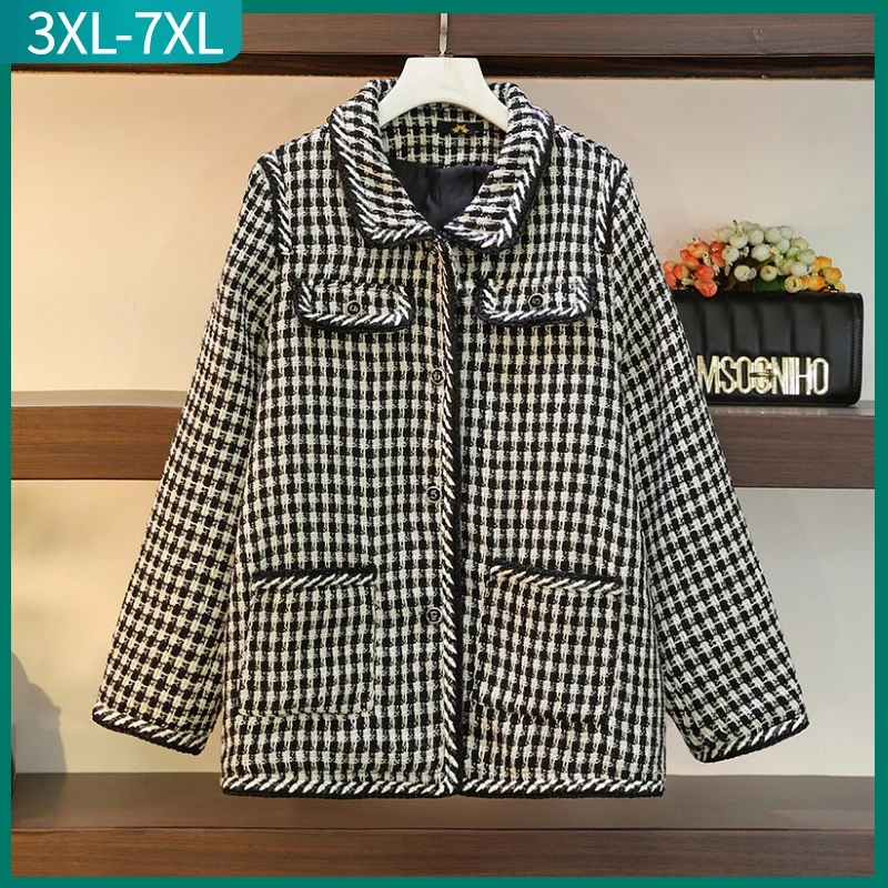 New 2022 Autumn Winter Plus Size Fashion Jacket For Women Large Size Loose Long Sleeve Plaid Button Coat 3XL 4XL 5XL 6XL 7XL
New 2022 Autumn Winter Plus Size Fashion Jacket For Women Large Size Loose Long Sleeve Plaid Button Coat 3XL 4XL 5XL 6XL 7XL