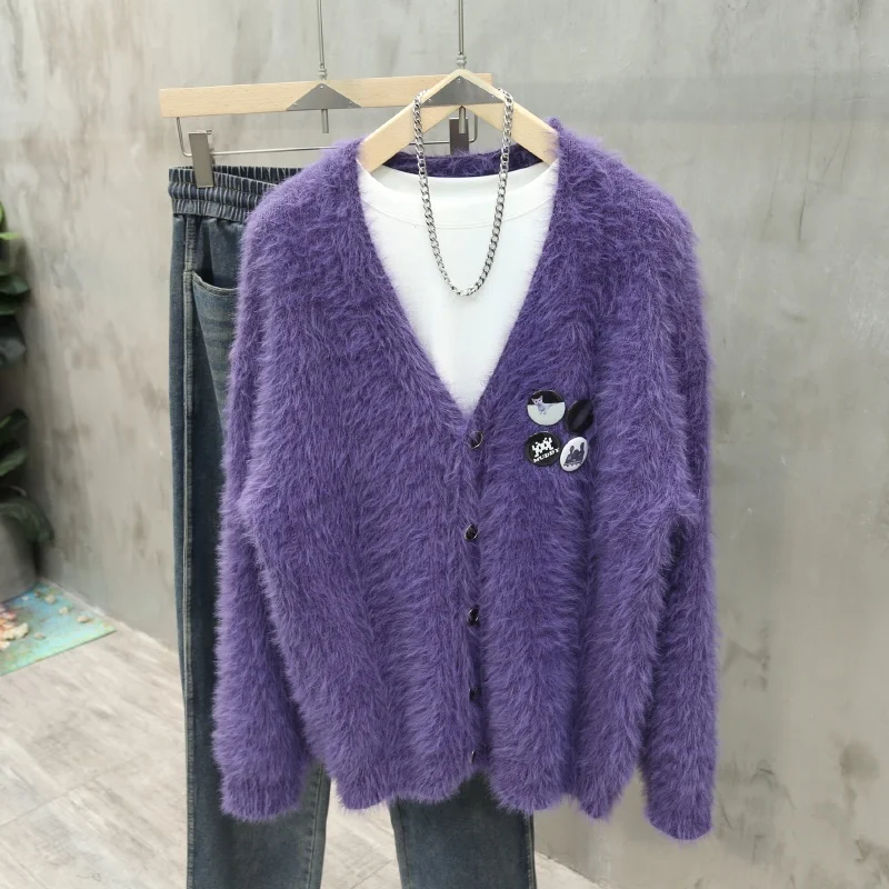 Ретро-кардиган с V-образным вырезом, фиолетовый, на пуговицах, повседневный, вязаный, мужской, осенне-зимний, свободный крой, универсальный, в стиле кэжуал
Ретро-кардиган с V-образным вырезом, фиолетовый, на пуговицах, повседневный, вязаный, мужской, осенне-зимний, свободный крой, универсальный, в стиле кэжуал