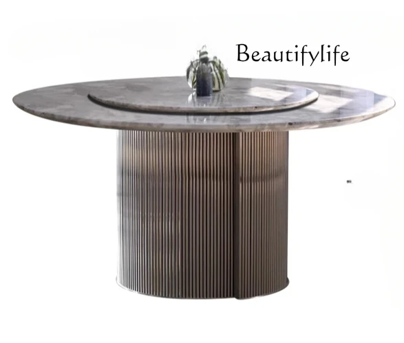 Natural Oreo gray marble dining table high-end villa large flat luxury stone round dining table
Natural Oreo gray marble dining table high-end villa large flat luxury stone round dining table