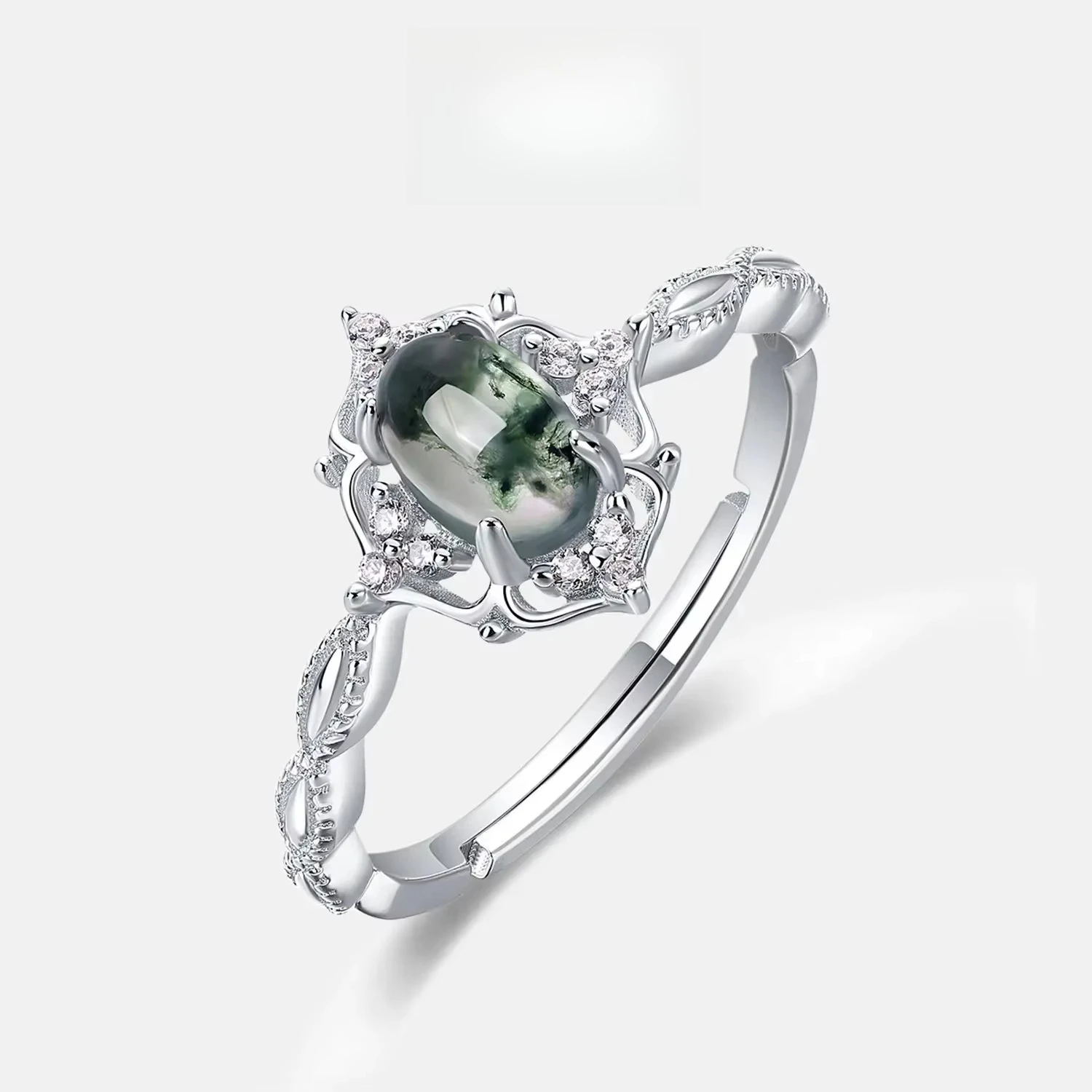 Personalized Egg Noodles Natural Agate Women's Ring S925 Silver Plated 18K Gold PT950 Platinum Green Moss Stone Ring
Personalized Egg Noodles Natural Agate Women's Ring S925 Silver Plated 18K Gold PT950 Platinum Green Moss Stone Ring