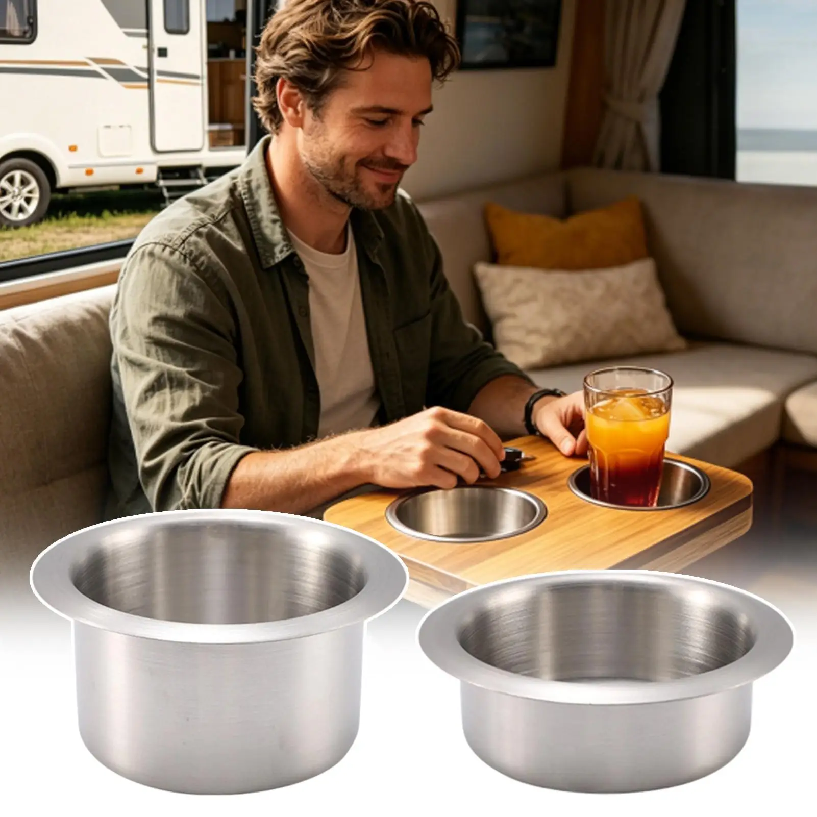 Stainless Steel Cup Holder Insert, Silver Drop-In Drink Holder, Universal Design for Car Boat Sofa Coffee Table Lounge Chair Use
Stainless Steel Cup Holder Insert, Silver Drop-In Drink Holder, Universal Design for Car Boat Sofa Coffee Table Lounge Chair Use
