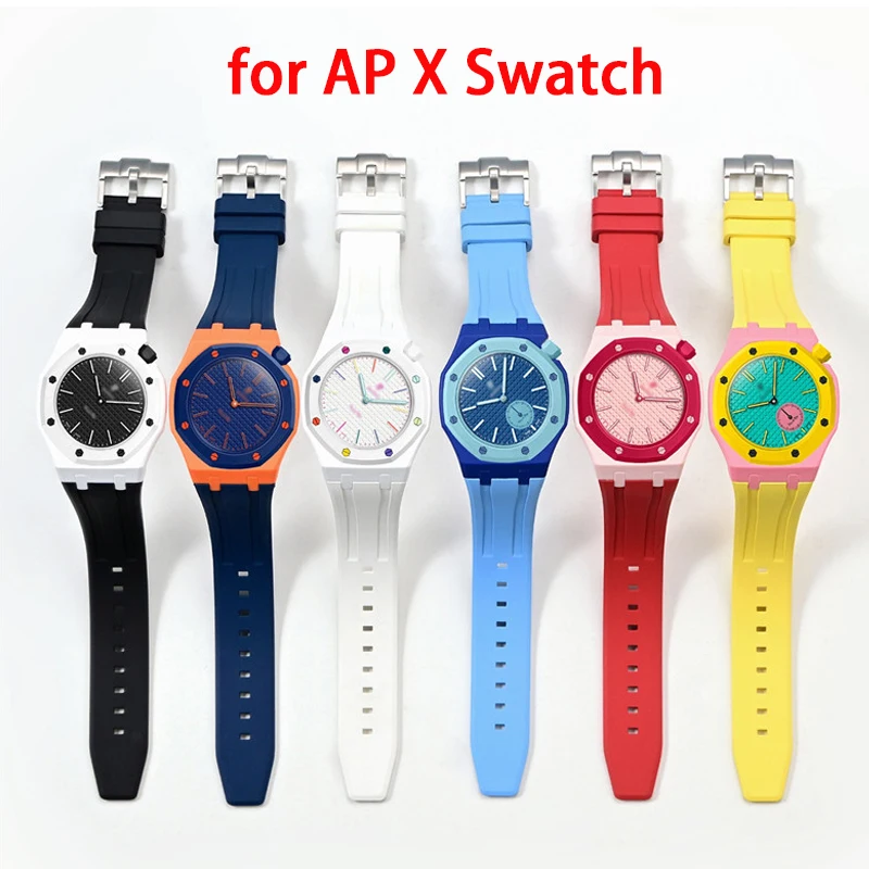 for AP X Swatch Co-branded Pocket Watch Royal Pop Modified Bioceramics Case Men Women FKM Fluoro Rubber Sport Strap Watch Band
for AP X Swatch Co-branded Pocket Watch Royal Pop Modified Bioceramics Case Men Women FKM Fluoro Rubber Sport Strap Watch Band