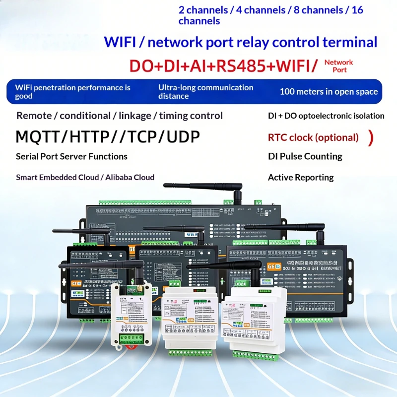 Network WiFi Ethernet 485 Remote IO Control Module, Digital Input/Output, Analog Data Acquisition, Relay
Network WiFi Ethernet 485 Remote IO Control Module, Digital Input/Output, Analog Data Acquisition, Relay