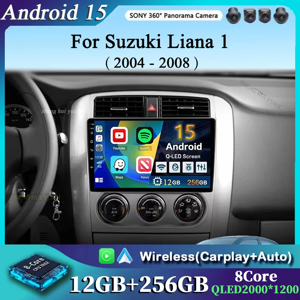 Для Suzuki Liana 1 2004-2008 2K 12 + 256 QLED Android 15 CarPlay Автомобильный радиоприемник Мультимедийный видеоплеер GPS стерео головное устройство 4G WIFI
Для Suzuki Liana 1 2004-2008 2K 12 + 256 QLED Android 15 CarPlay Автомобильный радиоприемник Мультимедийный видеоплеер GPS стерео головное устройство 4G WIFI