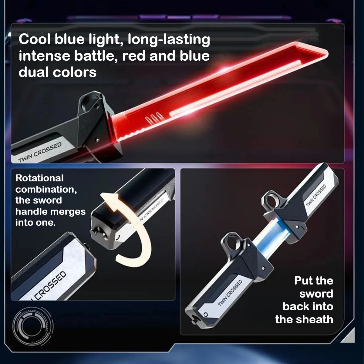 Новая игрушка-световой меч с двумя лезвиями, плагином светодиодной подсветки и растягивающейся функцией, креативным дизайном, подарочными украшениями.
Новая игрушка-световой меч с двумя лезвиями, плагином светодиодной подсветки и растягивающейся функцией, креативным дизайном, подарочными украшениями.