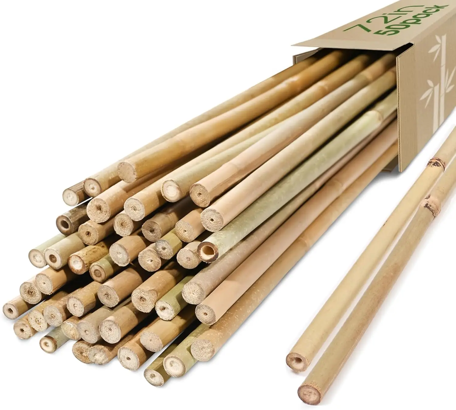 Natural Bamboo Stakes 6 ft, 50 Pack Garden Stakes for Tomatoes, Climbing Plants, Sturdy Plant Support Poles
Natural Bamboo Stakes 6 ft, 50 Pack Garden Stakes for Tomatoes, Climbing Plants, Sturdy Plant Support Poles