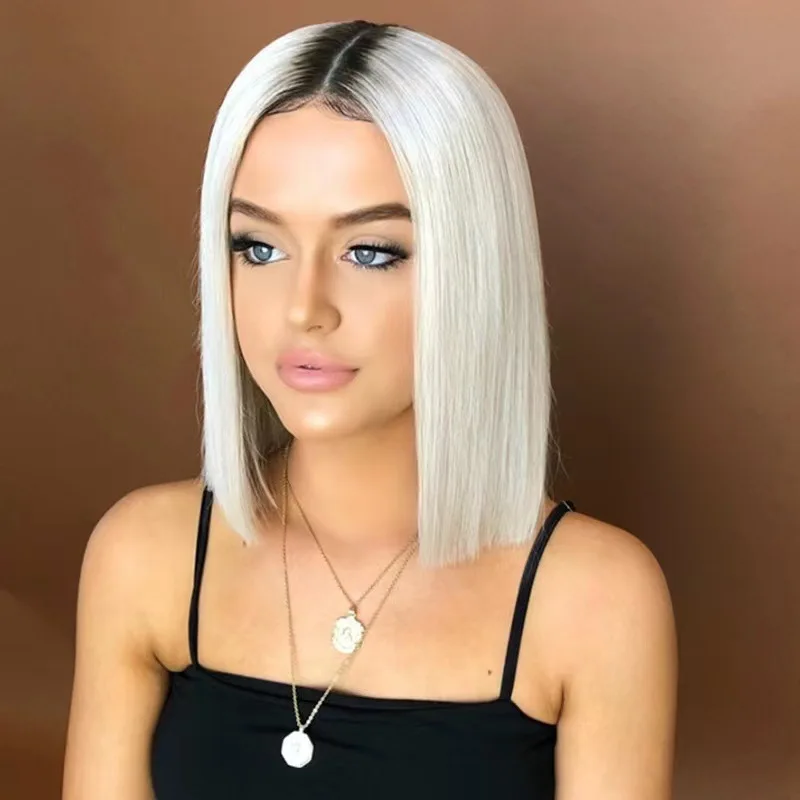 New European and American Style Women's Short Hair Wig Black Gradient White Short Straight Hair DyeboboHeadcosWig Headband Style
New European and American Style Women's Short Hair Wig Black Gradient White Short Straight Hair DyeboboHeadcosWig Headband Style