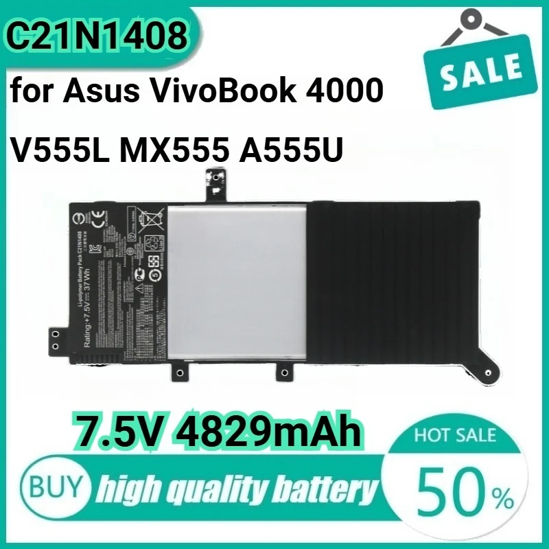 7.6V 37Wh 4829mAh C21N1408 Laptop Battery for Asus VivoBook 4000 V555L MX555 A555U K555U F555LA-XX657T F555LA-XX657T A555LJ
7.6V 37Wh 4829mAh C21N1408 Laptop Battery for Asus VivoBook 4000 V555L MX555 A555U K555U F555LA-XX657T F555LA-XX657T A555LJ