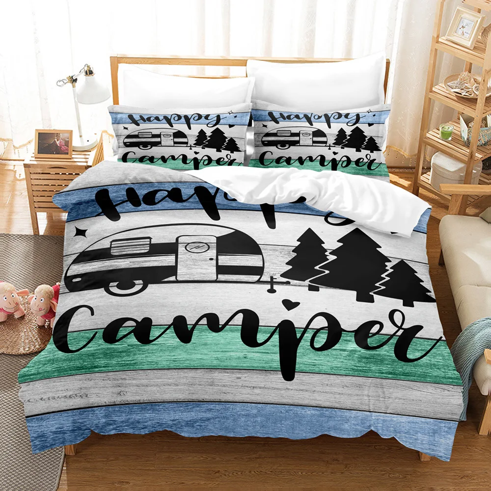 3pcs Happy Camper Pattern Printed Bedding Set, Suitable For Teenagers And Adult's Bedroom, Camping, 1*Duvet Cover+2*Pillowcase
3pcs Happy Camper Pattern Printed Bedding Set, Suitable For Teenagers And Adult's Bedroom, Camping, 1*Duvet Cover+2*Pillowcase