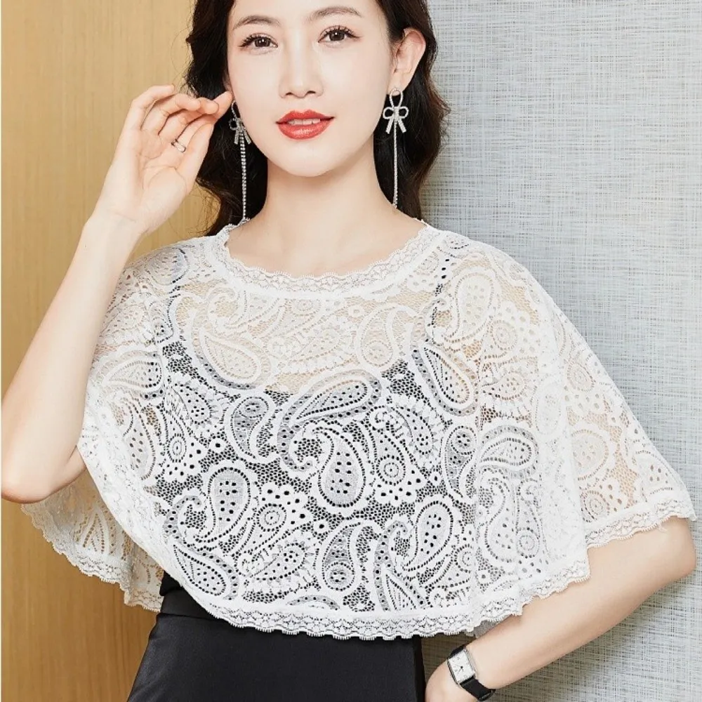Elagent White Black Floral Lace Shawl Hollow Out Breathable Bridal Cape Sun Protection Thin Crochet Flower Poncho
Elagent White Black Floral Lace Shawl Hollow Out Breathable Bridal Cape Sun Protection Thin Crochet Flower Poncho