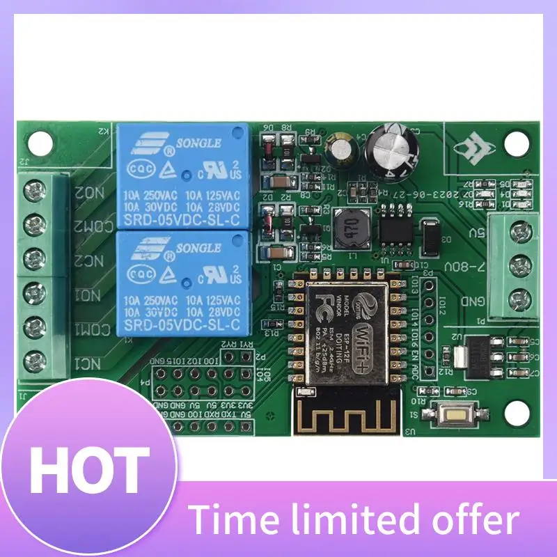 B68A Esp8266 Esp-12F Wi-Fi релейный модуль 2 канала 5 В/8-80 В сетевой релейный переключатель для Arduino Ide умный дом приложение дистанционное управление
B68A Esp8266 Esp-12F Wi-Fi релейный модуль 2 канала 5 В/8-80 В сетевой релейный переключатель для Arduino Ide умный дом приложение дистанционное управление