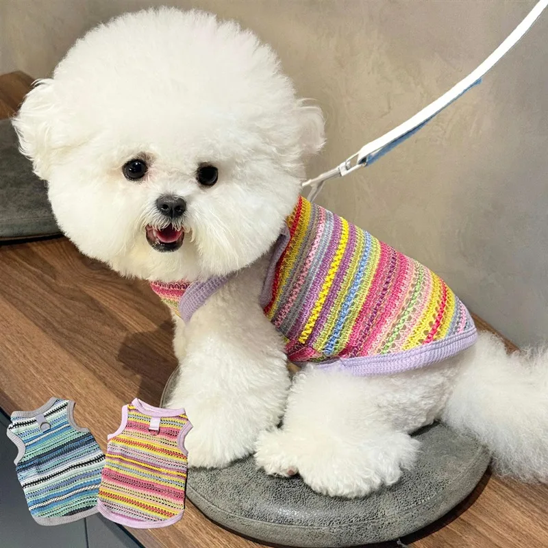 Woven Hollow Teddy Vest Summer Thin Puppy Clothes Cat Bichon Striped T-Shirt Yorkshire Breathable Short Sleeve
Woven Hollow Teddy Vest Summer Thin Puppy Clothes Cat Bichon Striped T-Shirt Yorkshire Breathable Short Sleeve