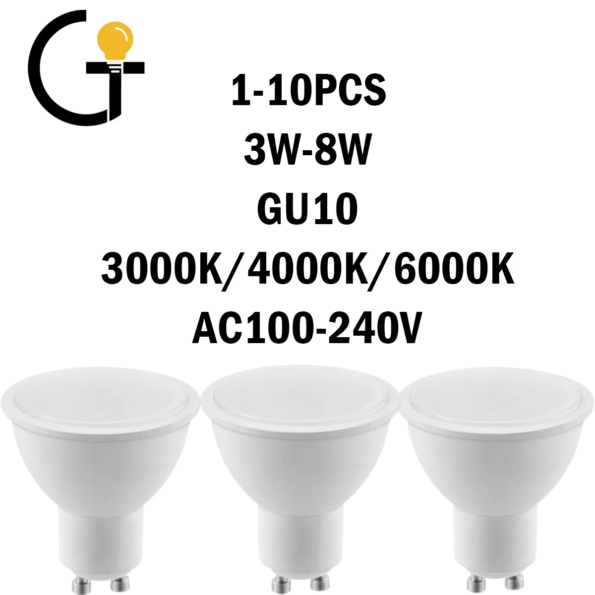 1-10Pcs LED Spotlight GU10 AC110V/220V No Strobe 3000K/4000K/6000K 3W-8W in Line with EU CE Certification for Interiors Lighting
1-10Pcs LED Spotlight GU10 AC110V/220V No Strobe 3000K/4000K/6000K 3W-8W in Line with EU CE Certification for Interiors Lighting