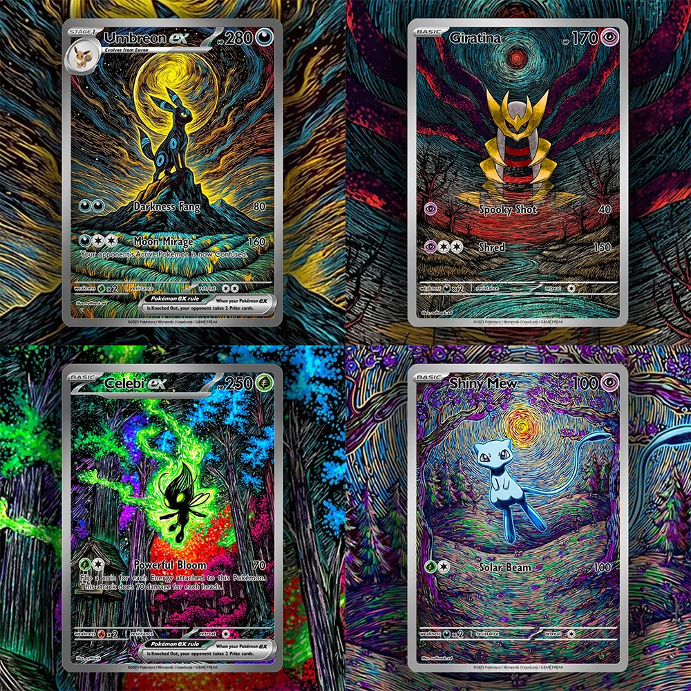 PKM Card Dark psychedelic Style Series Umbreon Giratina Shiny Mew Card Classic Game Anime Collection Card Real life Card English
PKM Card Dark psychedelic Style Series Umbreon Giratina Shiny Mew Card Classic Game Anime Collection Card Real life Card English