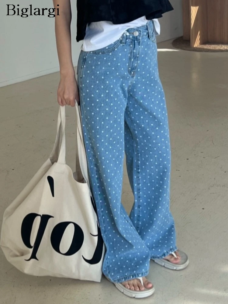 Jeans Autumn Polka Dot print Long Straight Pant Women High Waist Fashion Casual Ladies Trousers Korean Loose Pleated Woman Pants
Jeans Autumn Polka Dot print Long Straight Pant Women High Waist Fashion Casual Ladies Trousers Korean Loose Pleated Woman Pants