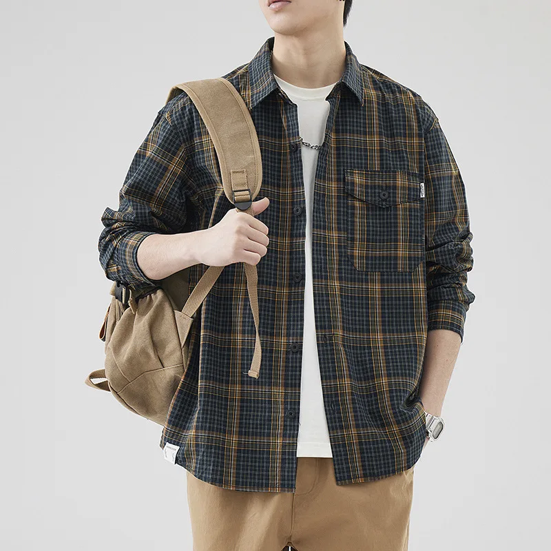 New fashion men retro casual loose shirt spring and summer plaid American work shirt coat
New fashion men retro casual loose shirt spring and summer plaid American work shirt coat