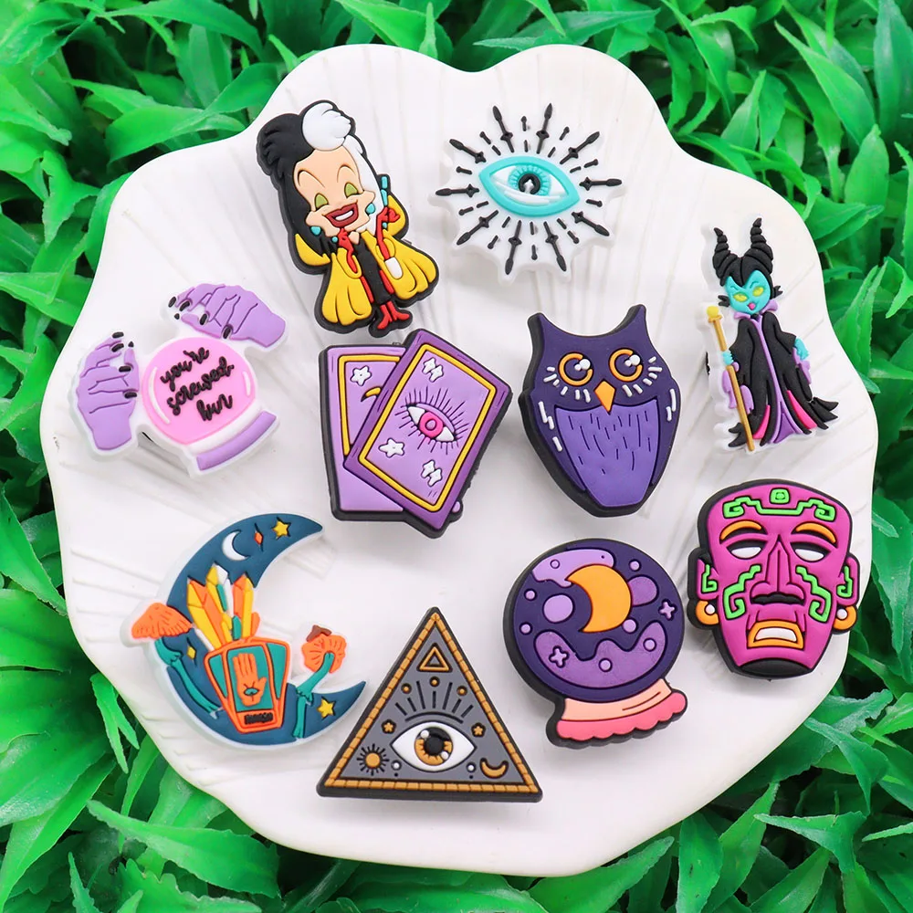 1-10Pcs Eyes Owl Wicked Witch Woman PVC Shoe Charms Decorations Moon Magical Crystal Ball Sandals Designer Clog
1-10Pcs Eyes Owl Wicked Witch Woman PVC Shoe Charms Decorations Moon Magical Crystal Ball Sandals Designer Clog