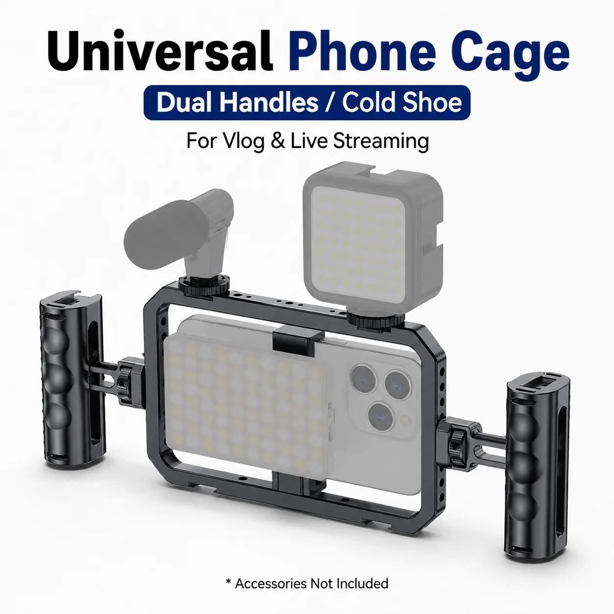 Aluminum Alloy Smartphone Video Cage Rig, Universal Mobile Phone Rabbit Cage with Dual Handles for Vlog Live Streaming Filming
Aluminum Alloy Smartphone Video Cage Rig, Universal Mobile Phone Rabbit Cage with Dual Handles for Vlog Live Streaming Filming