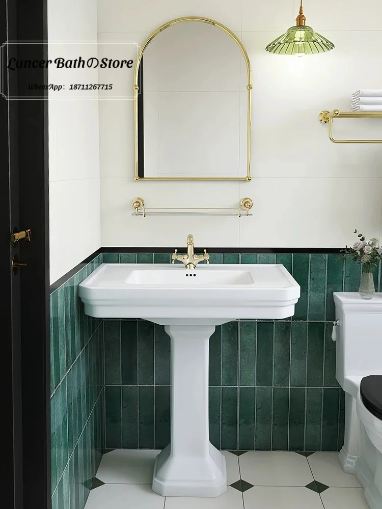 French Retro Integrated Ceramic Pedestal Sink Freestanding Wash Basin For Small Homestay Bathroom
French Retro Integrated Ceramic Pedestal Sink Freestanding Wash Basin For Small Homestay Bathroom