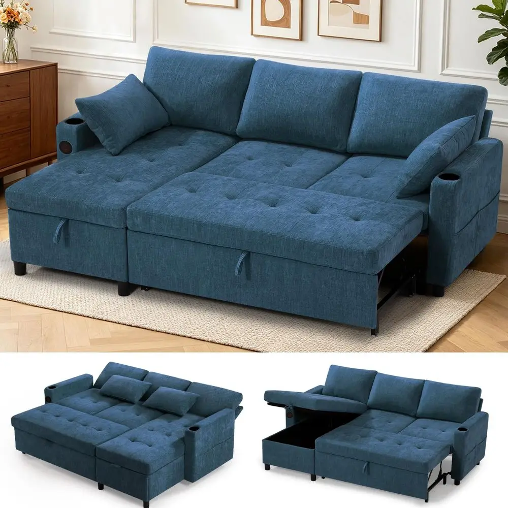 Chenille Pull Out Sofa Bed w Adjustable Backrest, LShape Modern Sleeper Sofa w Reversible Chaise, Upholstered Sectional Couch w
Chenille Pull Out Sofa Bed w Adjustable Backrest, LShape Modern Sleeper Sofa w Reversible Chaise, Upholstered Sectional Couch w