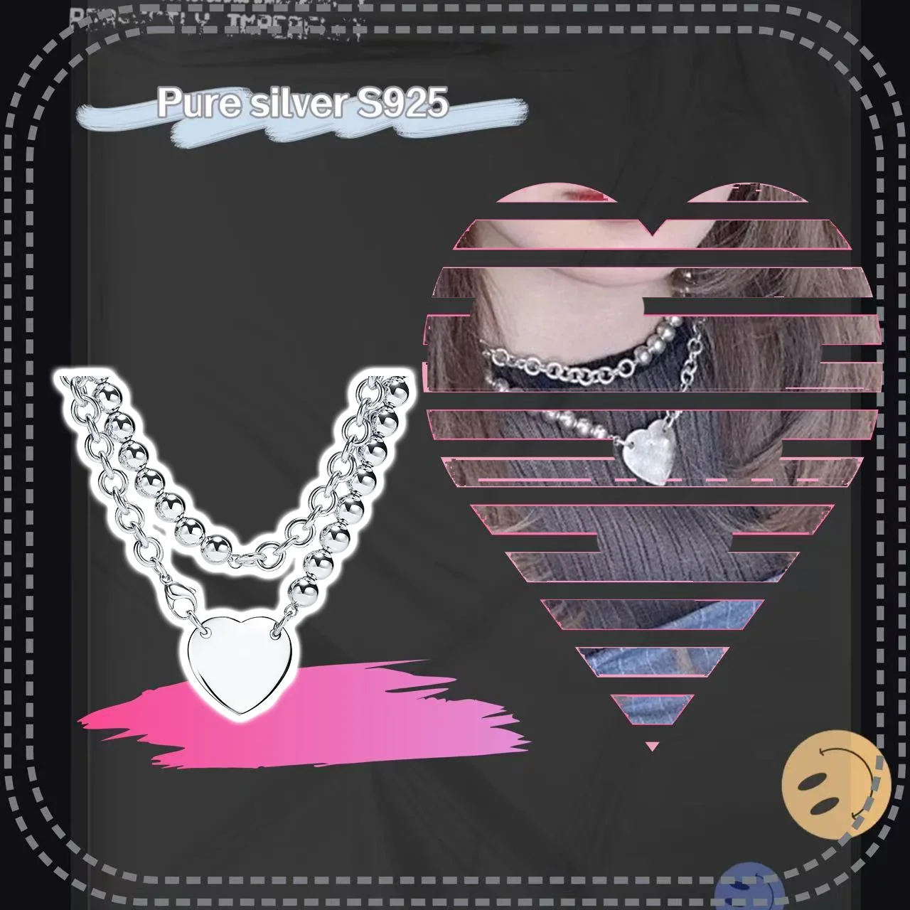 Pure silver S925T home style women's jewelry, American heart-shaped brand smooth two piece necklace as a gift for girlfriends
Pure silver S925T home style women's jewelry, American heart-shaped brand smooth two piece necklace as a gift for girlfriends