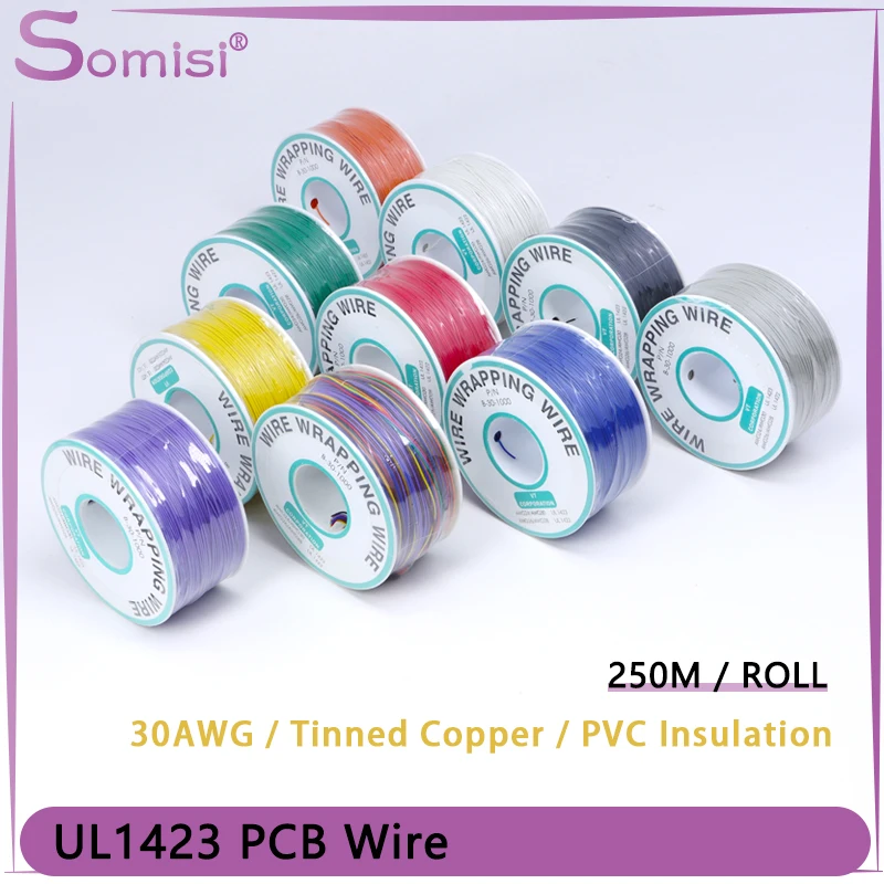 250m/roll 30AWG UL1423 Colored Insulation Cable Copper Core Test Wrapping Wire Tinned Copper PCB Solid Wire Line
250m/roll 30AWG UL1423 Colored Insulation Cable Copper Core Test Wrapping Wire Tinned Copper PCB Solid Wire Line